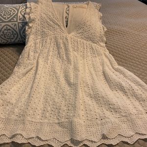 The Impeccable Pig White Eyelet Mini Dress Romper With Pockets